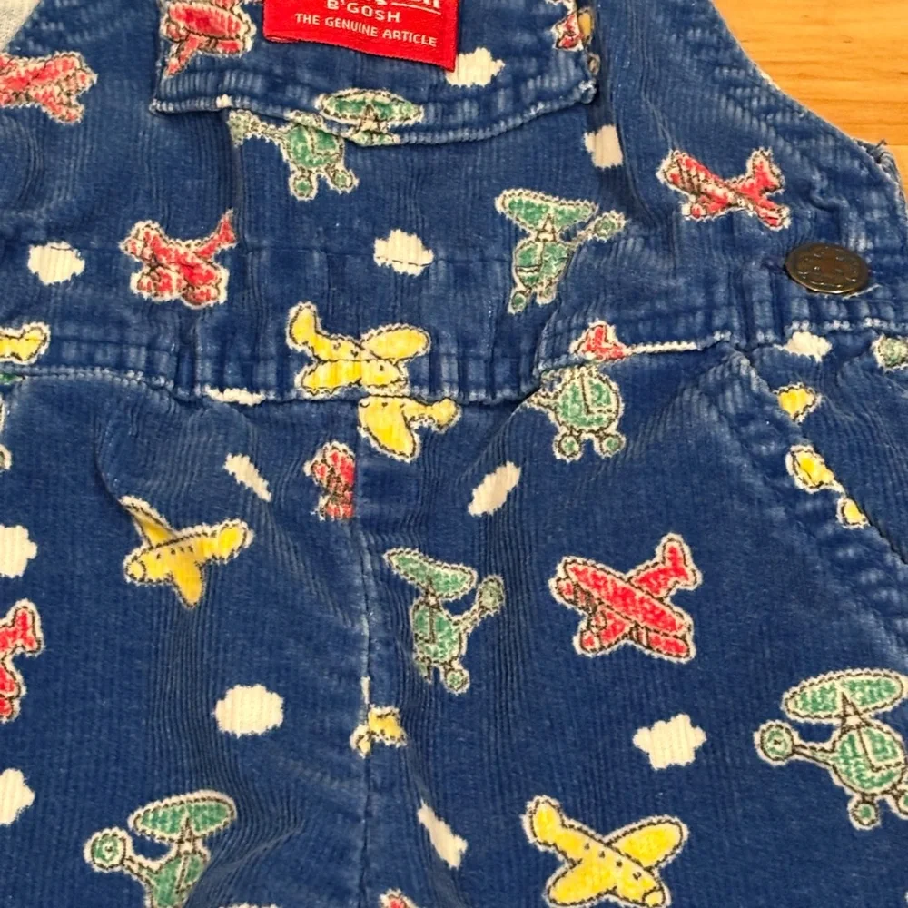 OshKosh‎ B'gosh Vintage Made in USA Corduroy Overalls with Airplane Print